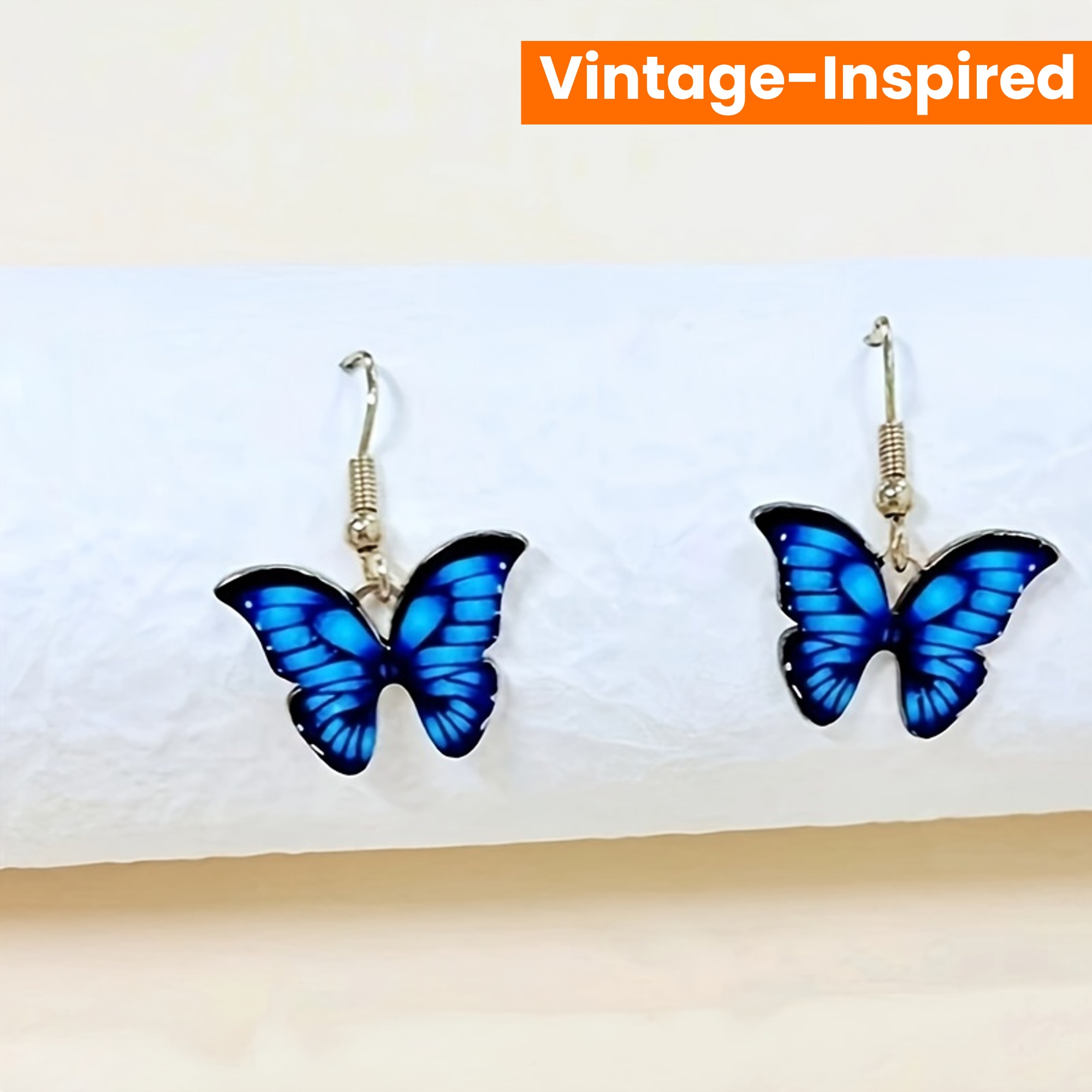 Vintage Butterfly Drop Earrings Alloy Iron Posts Women's
